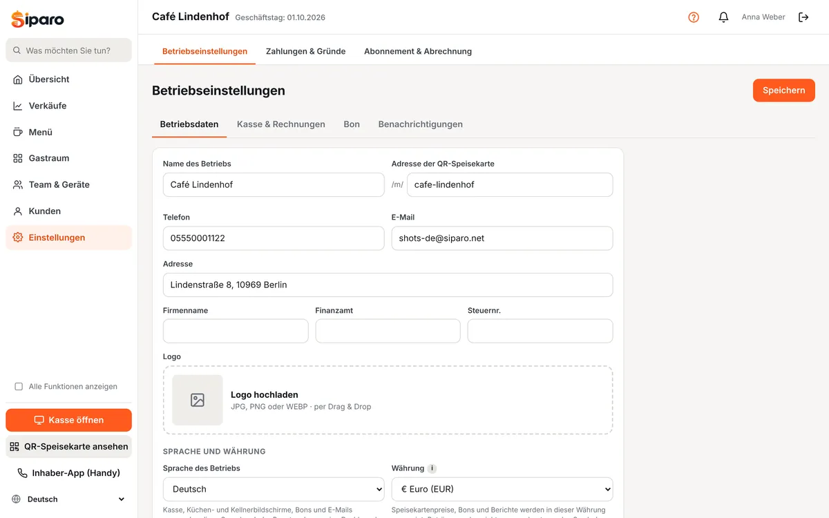 Betriebseinstellungen